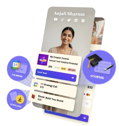 Creator profile with courses and calendar